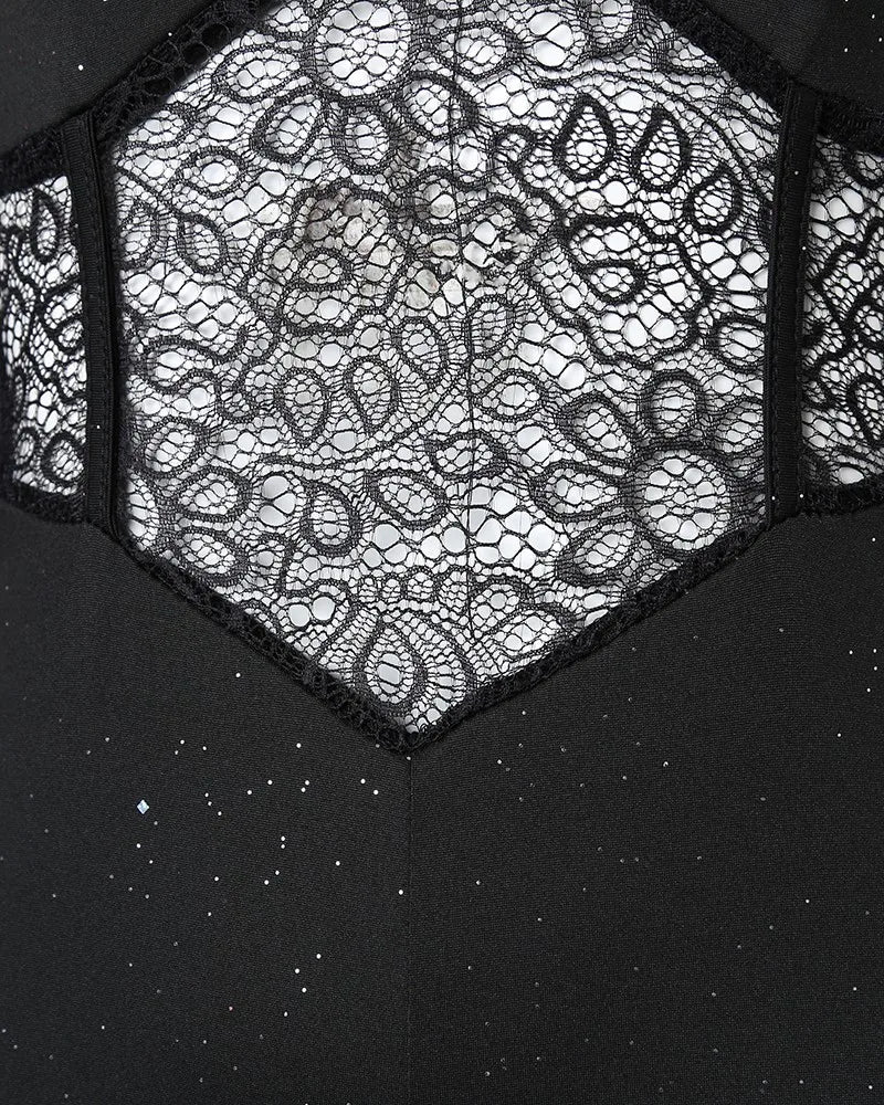 Cold Shoulder Contrast Lace Corset Jumpsuit Women High Waist Fashion Spring Summer Ankle Length Jumpsuits Overall Pants