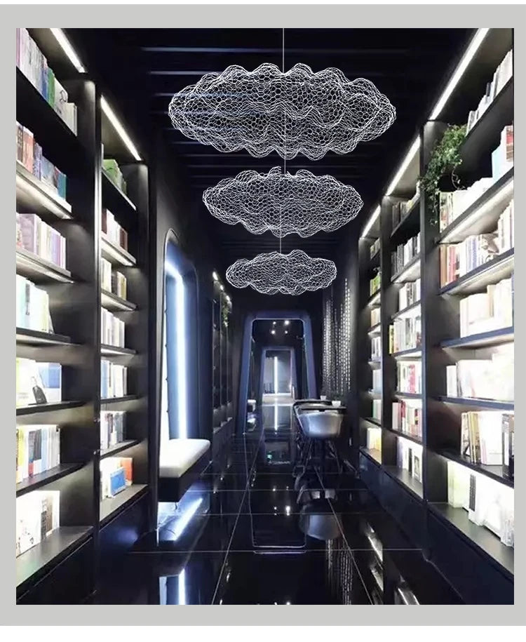 Art Decor Hollow Cloud Pendant Lights For Living Room Bedroom Staircase Danish Design Lamp Industrial Loft Firefly Chandelier