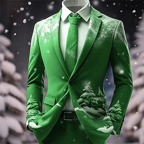 Christmas Outfit Men New Year Suit with Tie Long Sleeve Jacket Xmas Event Costume Fashion Carnival Party Coat Adult 2025 New