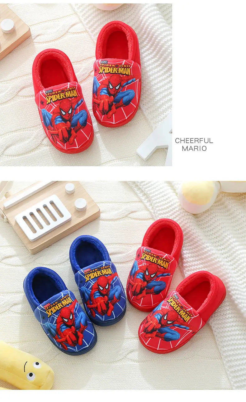 Children's Cotton Casual Shoes Winter Cartoon Non-slip Warm Home Indoor Shoe With Cotton Shoes Slippers BOY Kids Spiderman