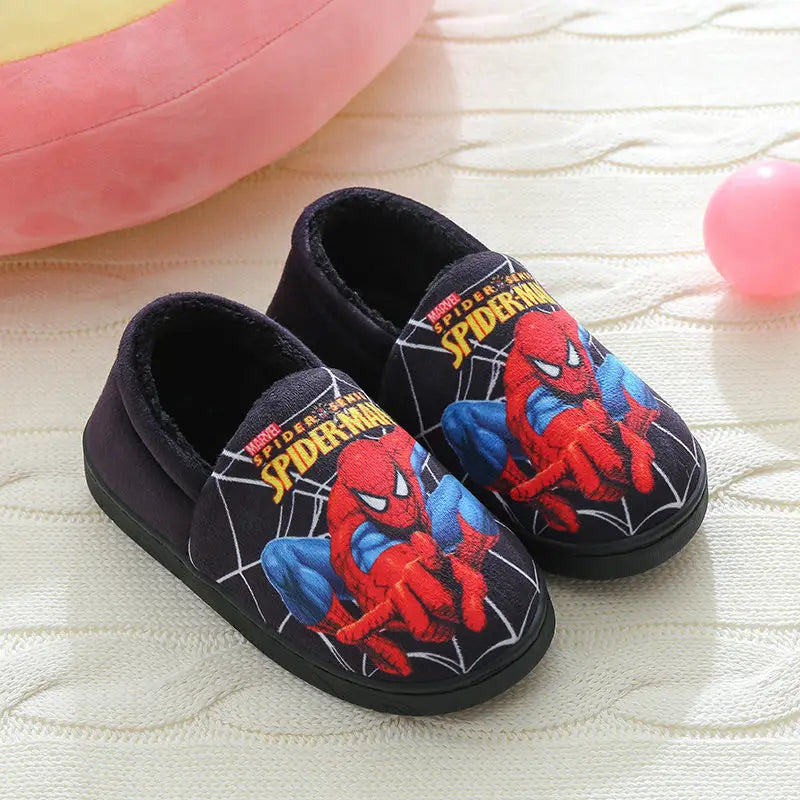 Children's Cotton Casual Shoes Winter Cartoon Non-slip Warm Home Indoor Shoe With Cotton Shoes Slippers BOY Kids Spiderman