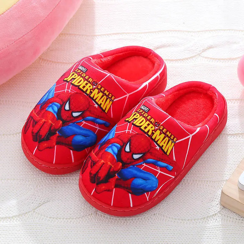 Children's Cotton Casual Shoes Winter Cartoon Non-slip Warm Home Indoor Shoe With Cotton Shoes Slippers BOY Kids Spiderman