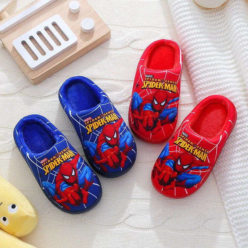 Children's Cotton Casual Shoes Winter Cartoon Non-slip Warm Home Indoor Shoe With Cotton Shoes Slippers BOY Kids Spiderman