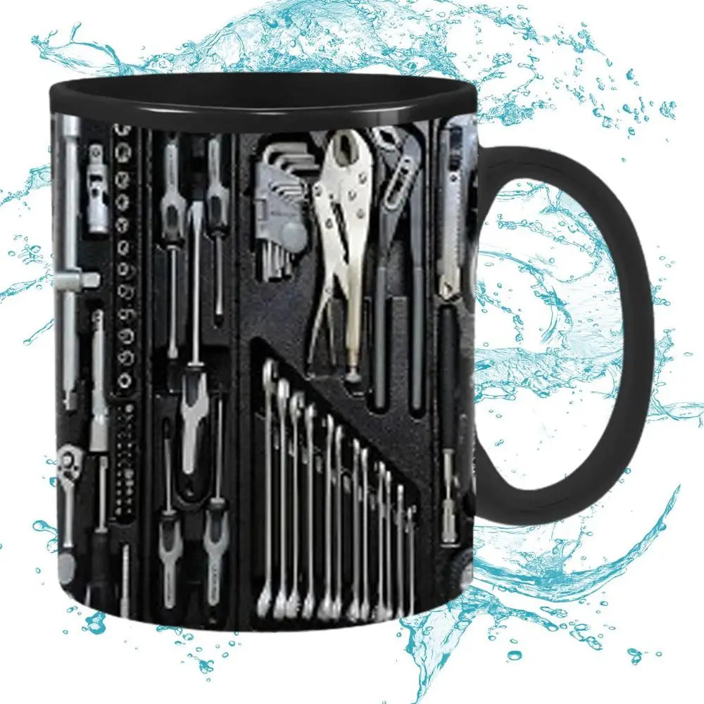 Mechanic Black Mug Black Ceramic Coffee Cup For Mechanics Large Toolbox Coffee Cup Tea Mug For Water Whiskey Soup Juice Wine
