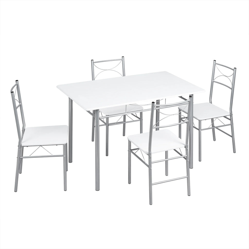 WOLTU Dining Set Dining Table with 4 Chairs for 4 Seat Metal Frame Kitchen Table Rectangular Restaurant Table Dining Room