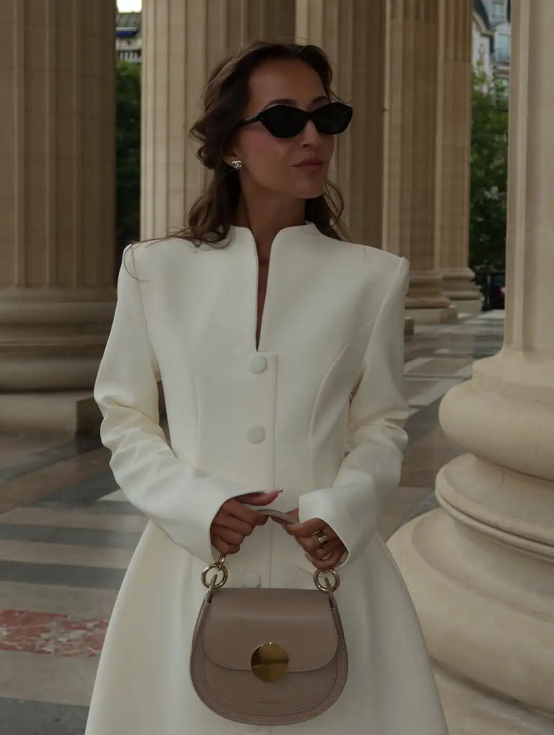 Elegant Stand Collar Mini Dress Women Casual Single Breasted Full Sleeve Cinched-waist Short Dresses Lady Evening Dinner Gowns