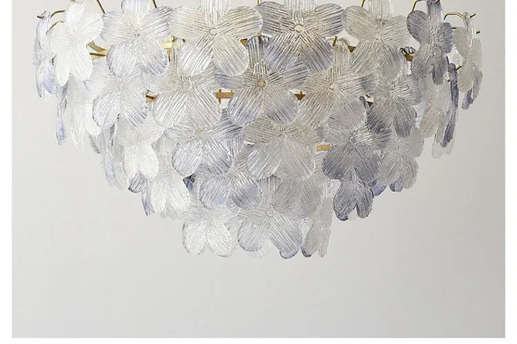 LED Glass Flower Pendant Light for Living Dining Room Bedroom Modern French Style Home Decoration Hanging Lamp E14