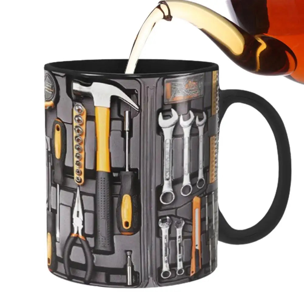 Mechanic Black Mug Black Ceramic Coffee Cup For Mechanics Large Toolbox Coffee Cup Tea Mug For Water Whiskey Soup Juice Wine