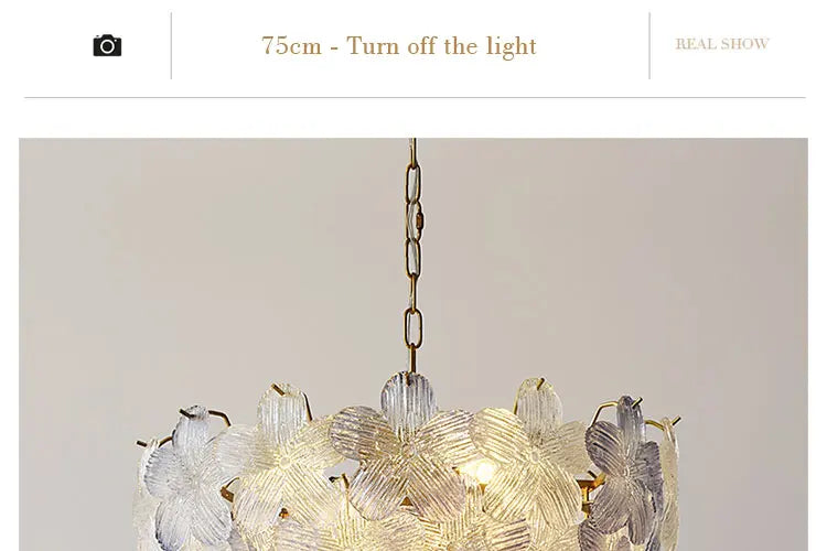 LED Glass Flower Pendant Light for Living Dining Room Bedroom Modern French Style Home Decoration Hanging Lamp E14