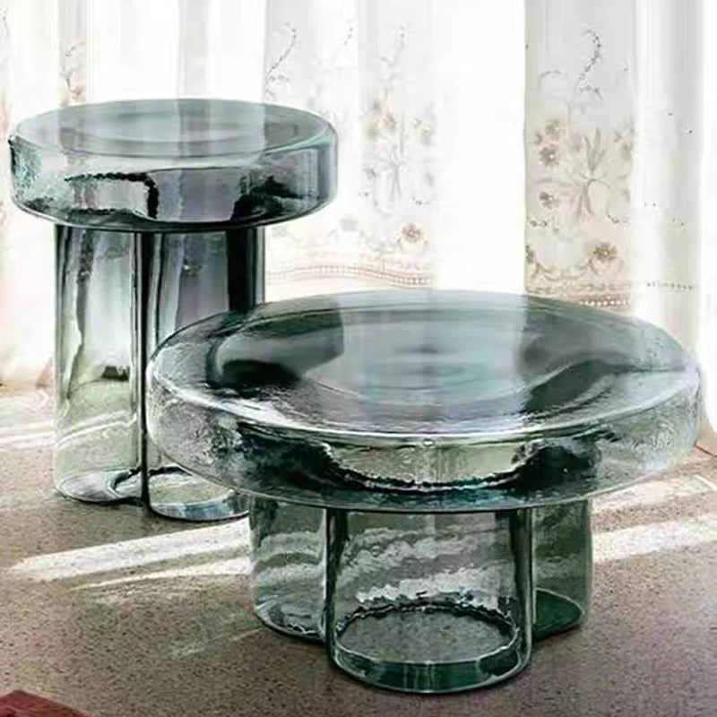 Italian Coffee Table Living Room Art Side Table Combination Coffee Table Round Coffee Tables Light Luxury Round Glass Tables