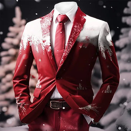 Christmas Outfit Men New Year Suit with Tie Long Sleeve Jacket Xmas Event Costume Fashion Carnival Party Coat Adult 2025 New