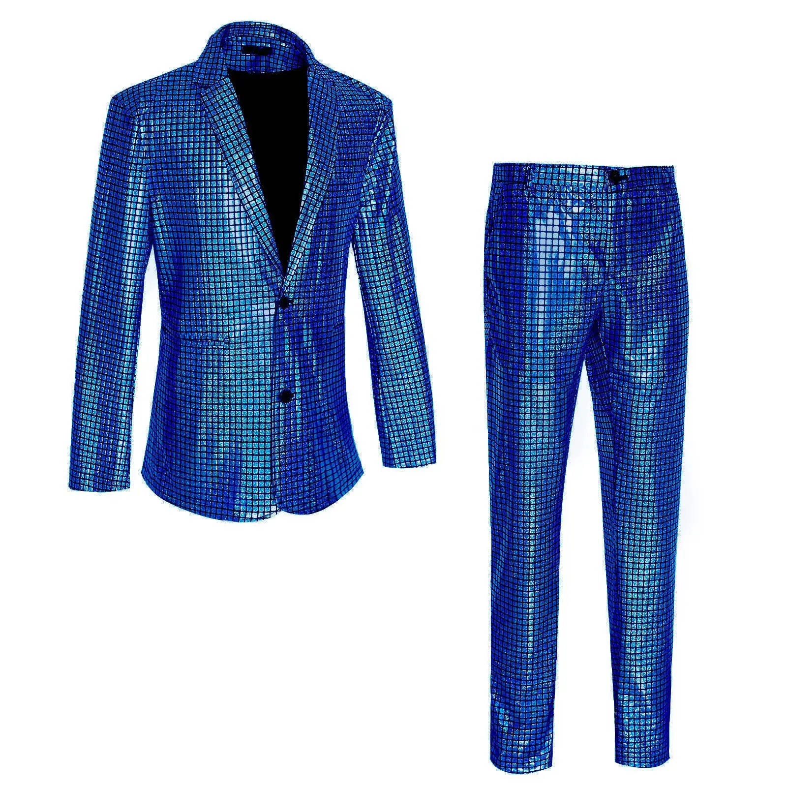Men's New Cool Performance Set, Sequin Gold Stamping Business Casual Two-piece, One-row Two-button Slim-fit Blazer + Trousers