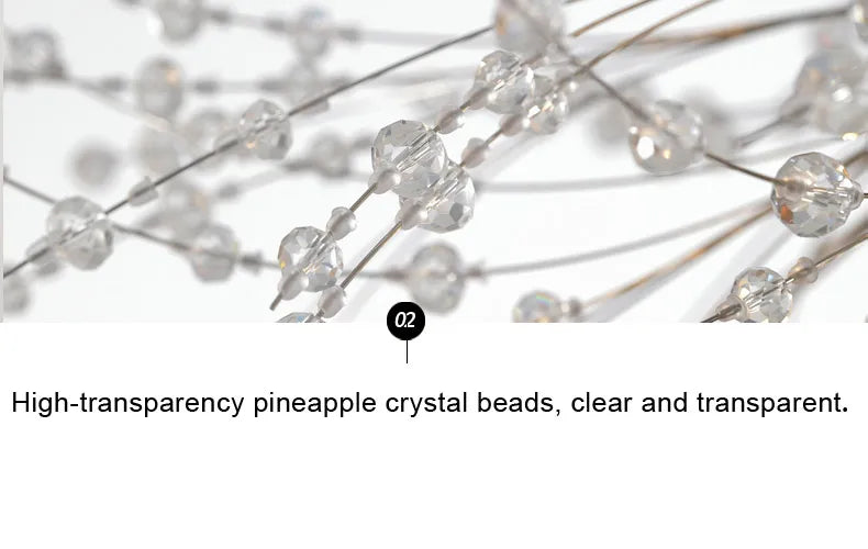 LED Dandelion Pendant Light Modern Crystal Beads Hanging Light Dining Room Living Room Bar Counter Home Decoration G9