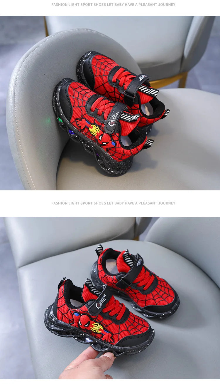 2023 New Spider-man Children's Shoes Boys Sneaker With Lights Spring Led Kids Boys Sports Children Shoes Casual