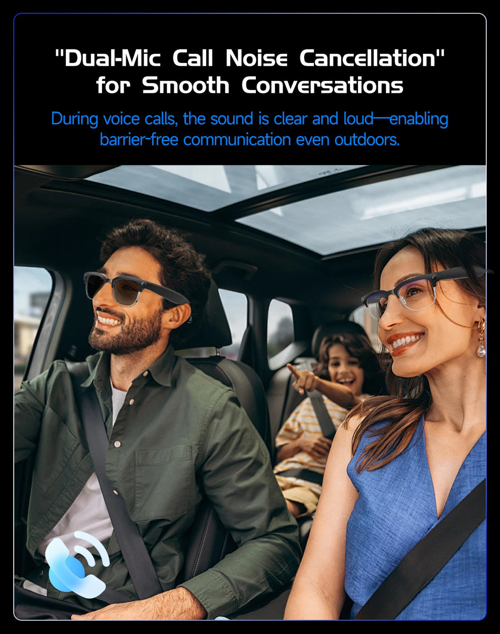 AI Smart Glasses 8 Million Pixels Recording Videos Photo Recognition Answer Translation 290mAh IP66 Waterproof Bluetooth Glasses