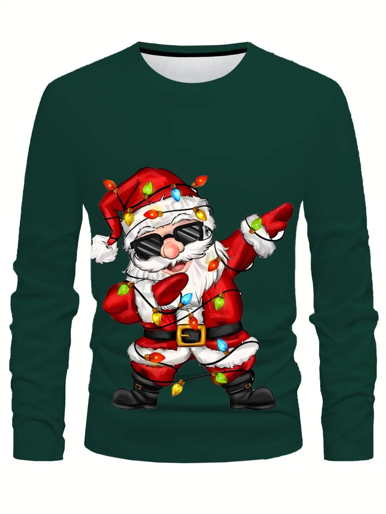Men's Fun Christmas-style Long-sleeved T-shirt Santa Claus Printed Holiday Gift Couple's Shirt Casual Top  Men Clothing