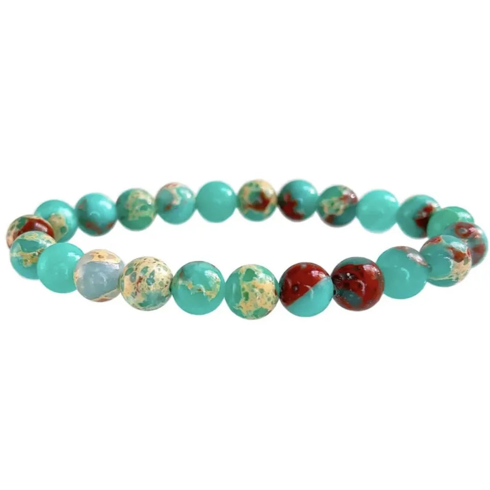 Natural Stone Round Beads Bracelet Rose Quartz Chakra Healing Crystal Elastic Stretch Bangle For Women Men Jewelry Gift