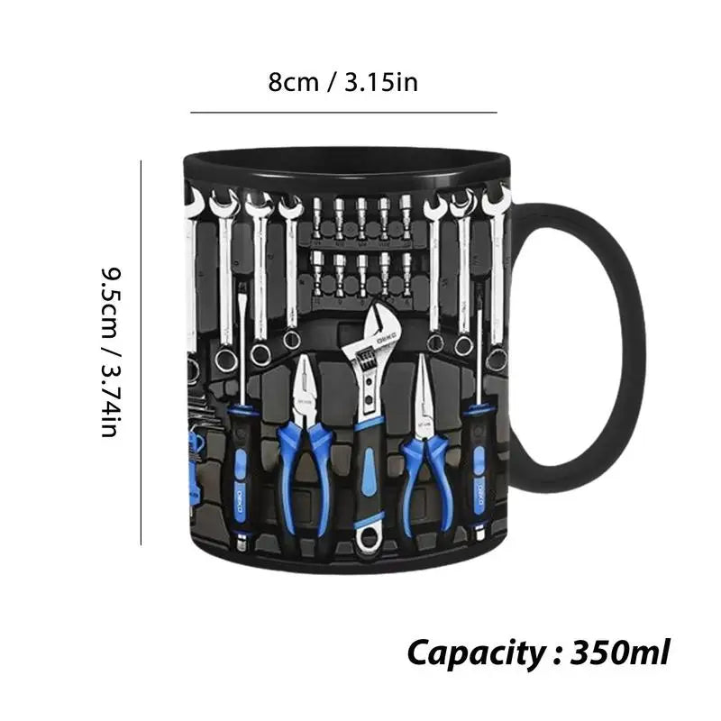 Mechanic Black Mug Black Ceramic Coffee Cup For Mechanics Large Toolbox Coffee Cup Tea Mug For Water Whiskey Soup Juice Wine