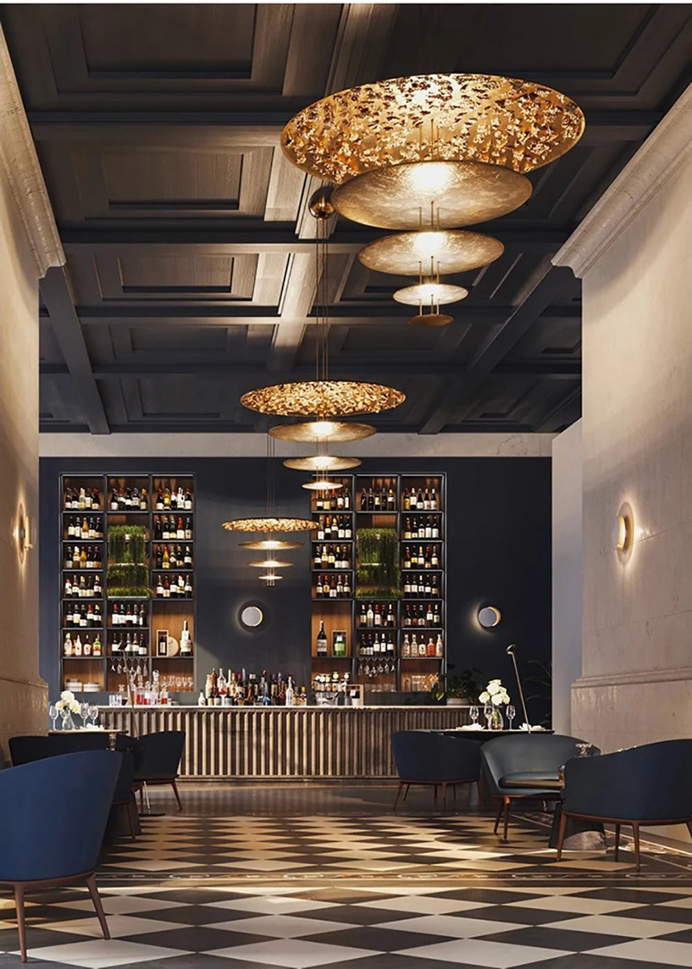 Machine Dela Luce Pendant Lamp Luxury Gold Ceiling Chandelier For Villa Living Room Restaurant LED Dining Room Disc Chandelier