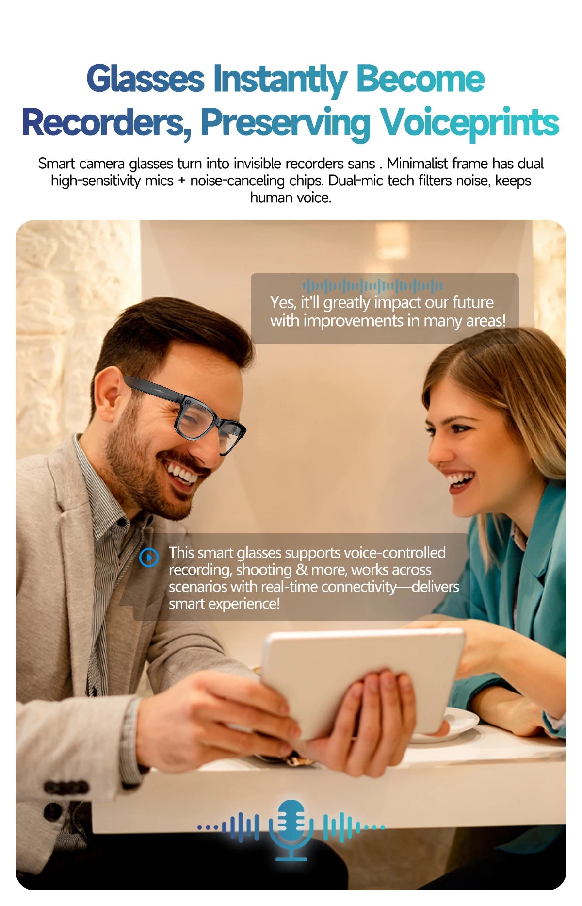 Smart AI Translation Smart Glasses Take Photos Recognizing Objects 4K Camera Bluetooth Music Call Intelligent Recording Glasses