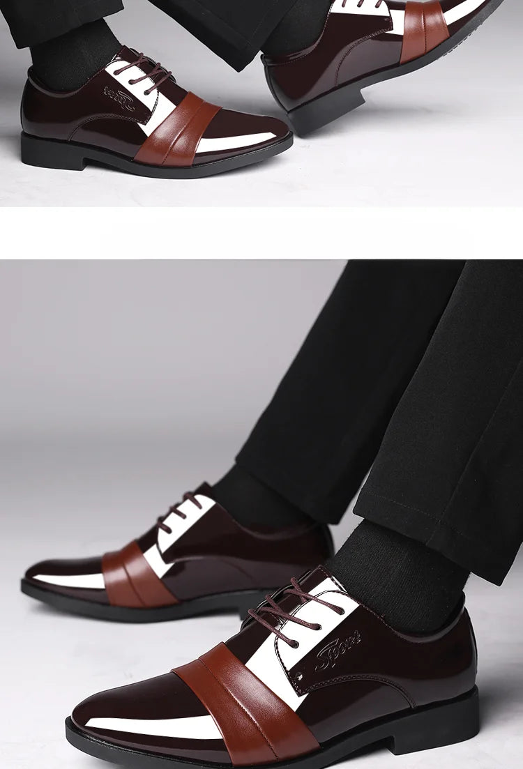 Social Shoe for Men Casual Business Patent Leather Shoes Man Bright Upper Pointed Toe 2025 Trend Office Suit Footwear New