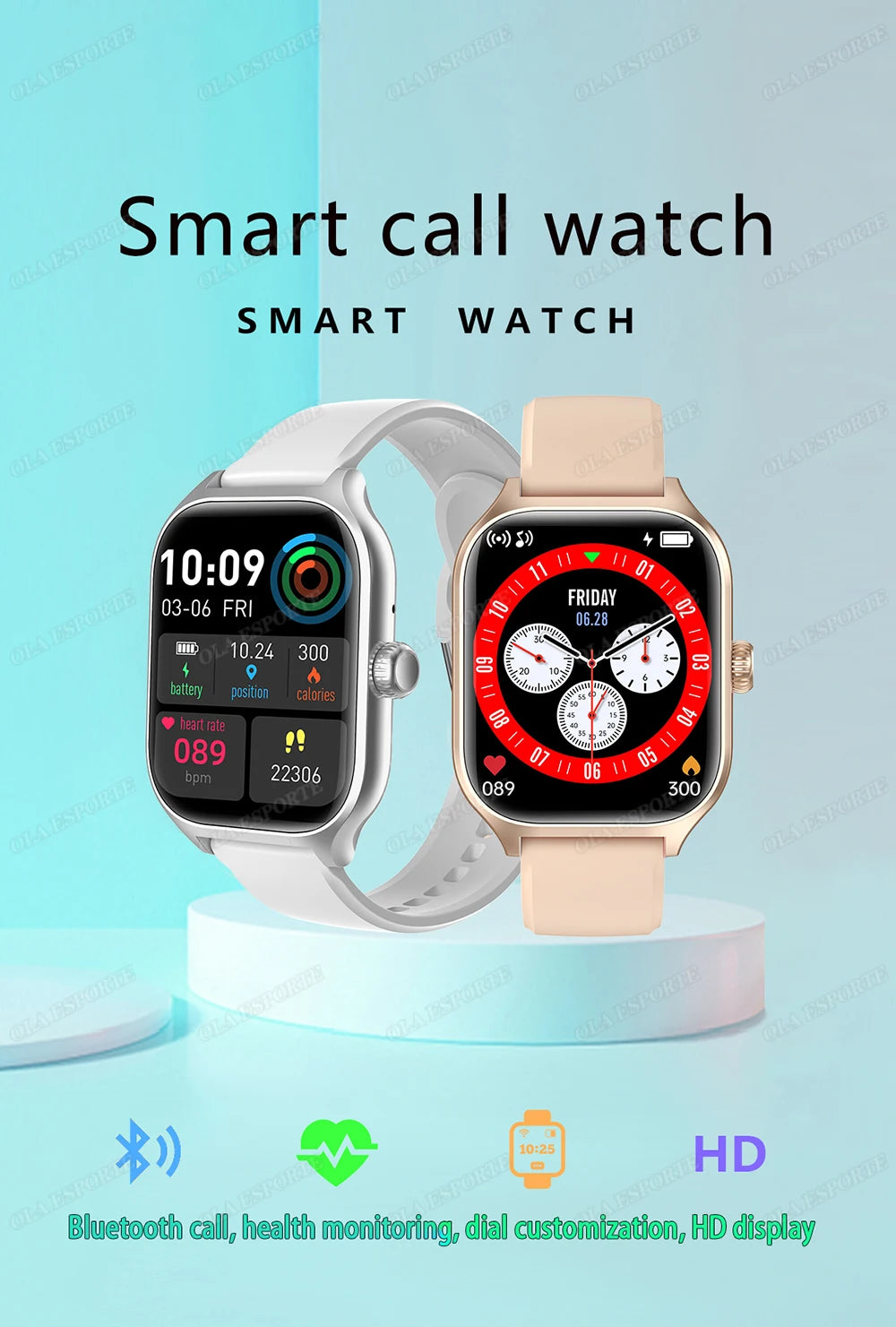 Women SmartWatch Men 2.01 Amoled Phone Call Diy Watch Face Sport Fitness Tracker Heart Rate Smart Watch Waterproof