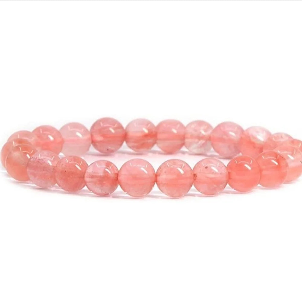 Natural Stone Round Beads Bracelet Rose Quartz Chakra Healing Crystal Elastic Stretch Bangle For Women Men Jewelry Gift
