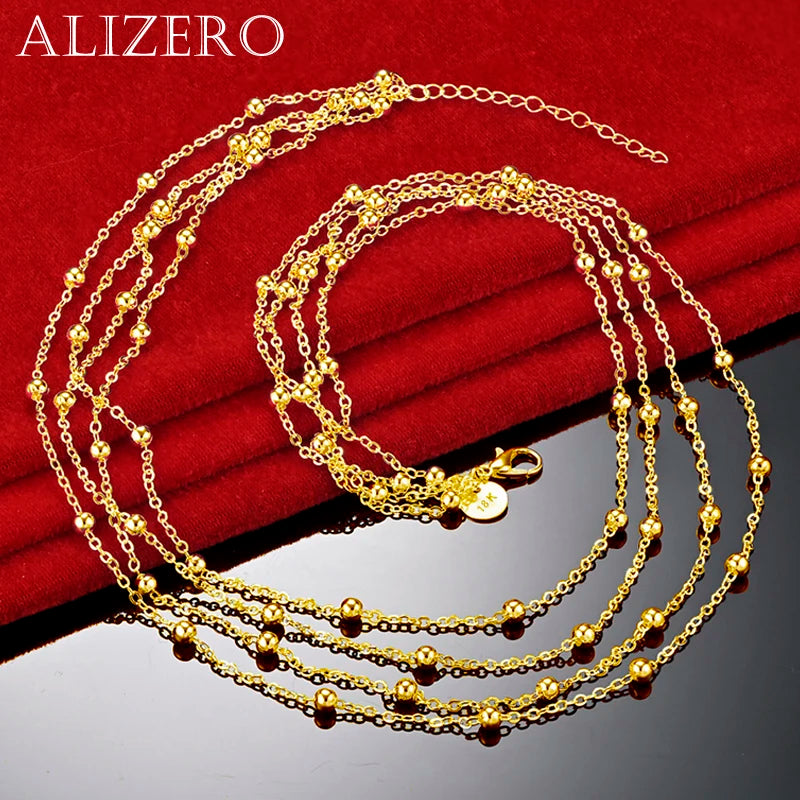 ALIZERO 18K Gold Many Chain Beads Necklace For Women Wedding Birthday Party Gift Lady Fashion Charms Necklaces Jewelry