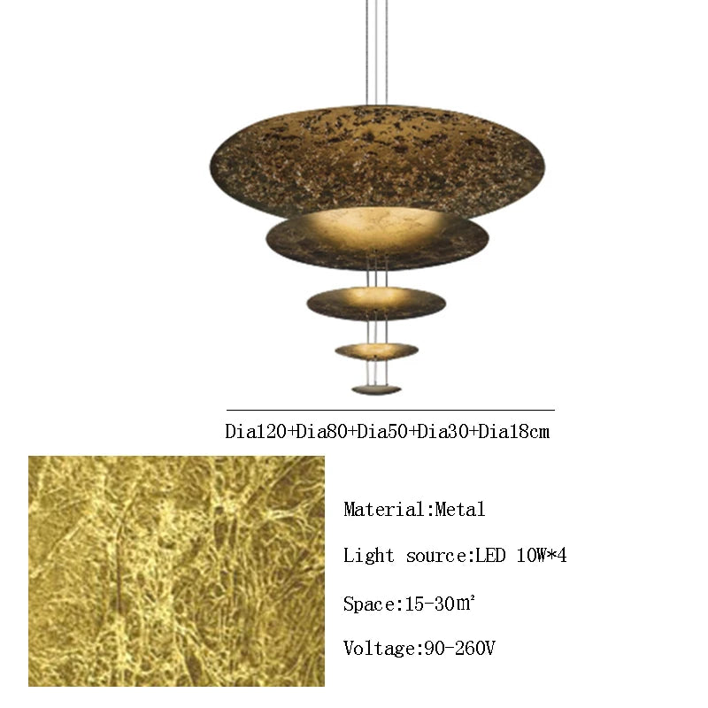 Machine Dela Luce Pendant Lamp Luxury Gold Ceiling Chandelier For Villa Living Room Restaurant LED Dining Room Disc Chandelier