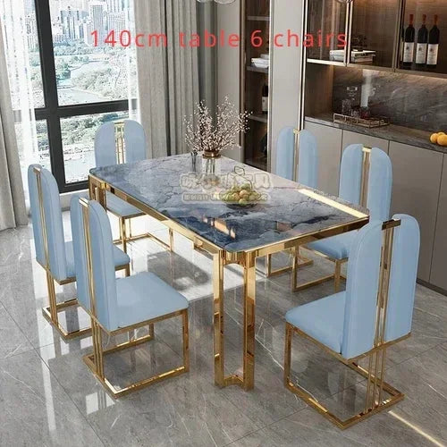 Unique Luxury Table Chairs Modern Legs Metal Design Rectangular Dining Table Space Saving Nordic Mesa De Comedor Funiture
