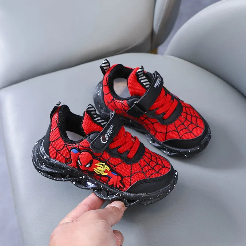 2023 New Spider-man Children's Shoes Boys Sneaker With Lights Spring Led Kids Boys Sports Children Shoes Casual