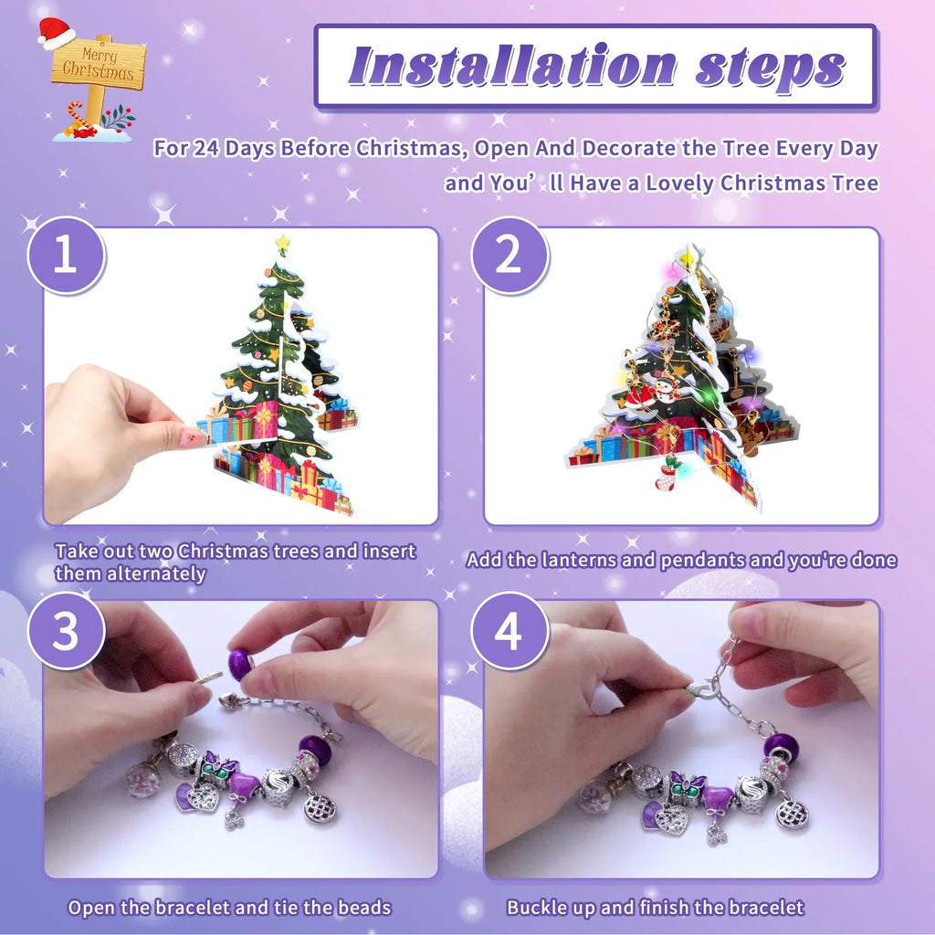 Themed 24-Bead Strand Bracelet Gift Box Blind Box DIY Jewelry Present Countdown Calendar Arrival Festival