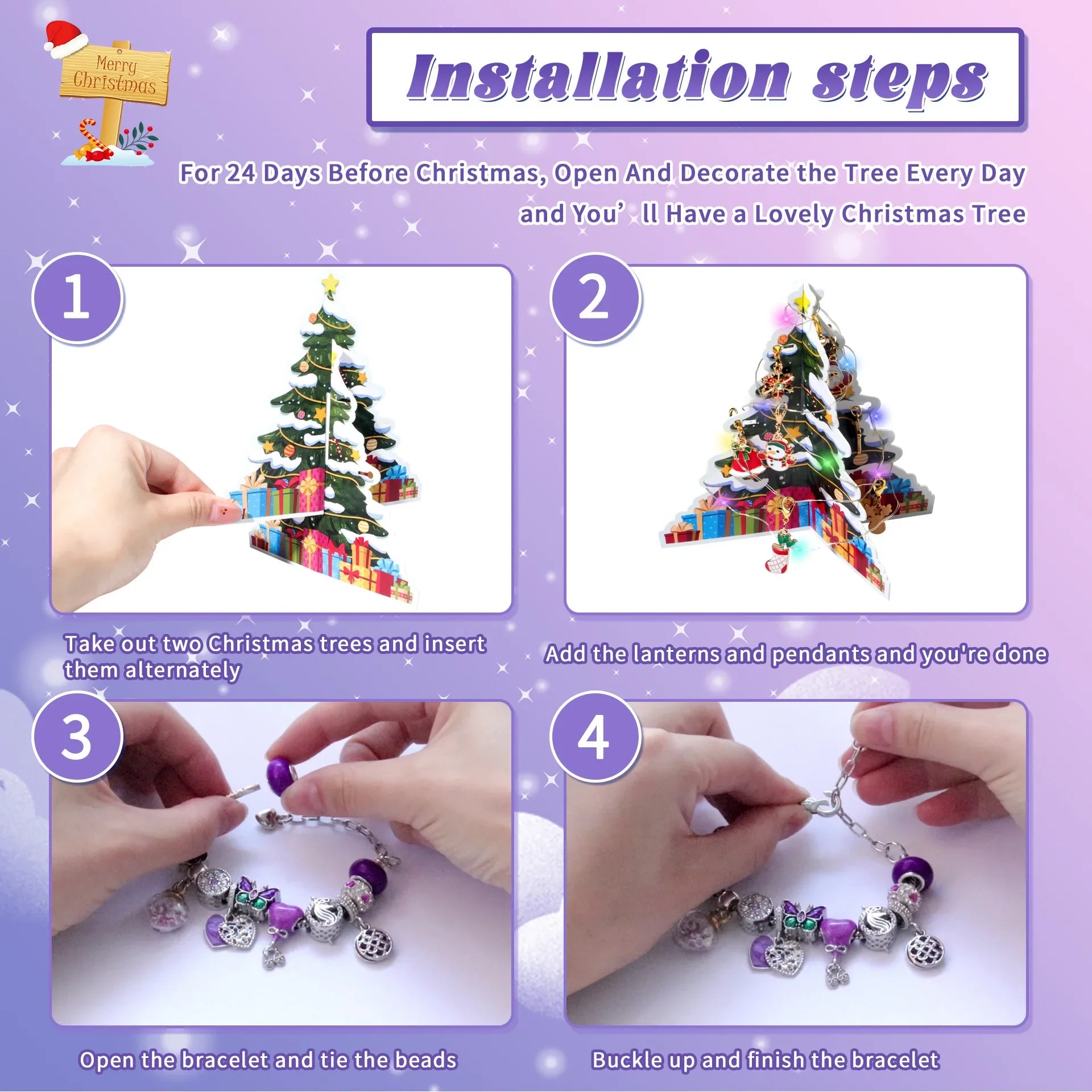 Themed 24-Bead Strand Bracelet Gift Box Blind Box DIY Jewelry Present Countdown Calendar Arrival Festival