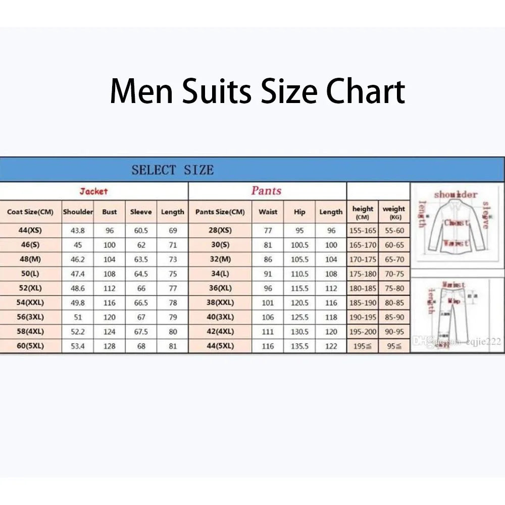 Elegant Black Gentlemen Men's Suits Slim Fit Casual Prom Party 2 Piece Jacket Pants Full Set Luxury Male Clothing Terno Blazer