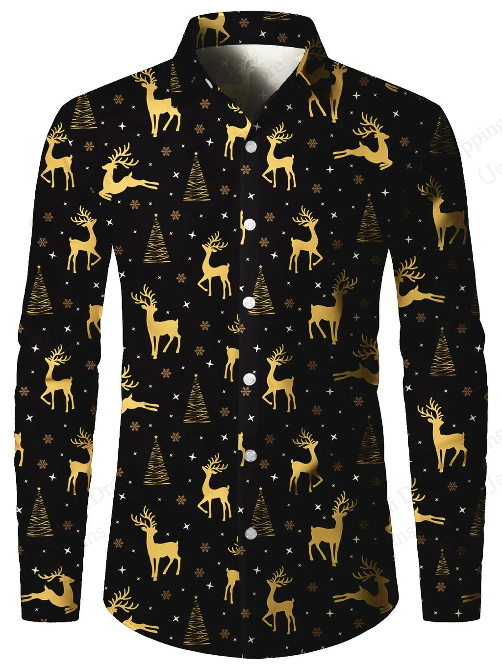 Men's Santa Claus Christmas Long Sleeve Shirt Reindeer Elk 3d Print Shirt Men Women Fashion Casual Shirts Blouse Xmas Clothes