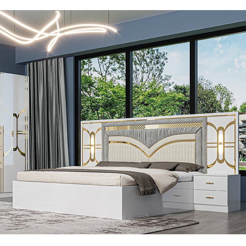 Simple Modern King Room Full Set Home Du Luxury Wood Frame Bedroom Furniture Set