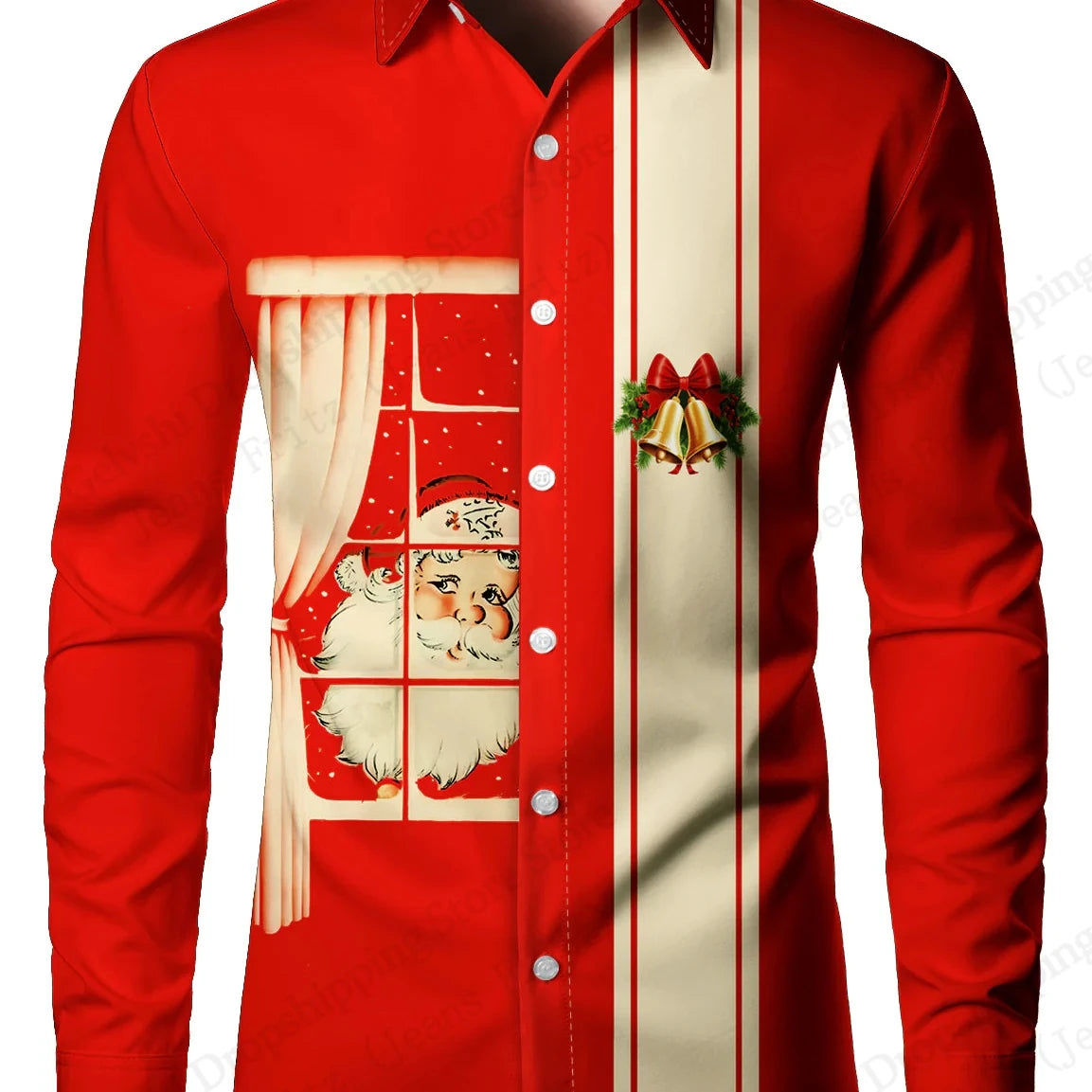 Men's Santa Claus Christmas Long Sleeve Shirt Reindeer Elk 3d Print Shirt Men Women Fashion Casual Shirts Blouse Xmas Clothes