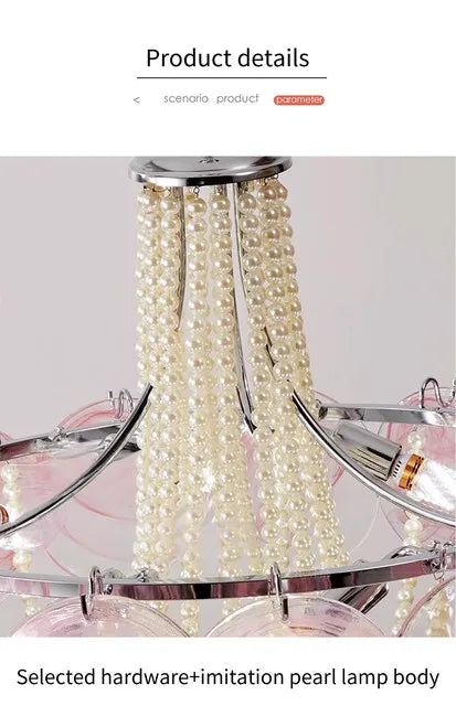 French Round  Murano Glass Chandelier led Pearl lamp for Living Dining Room Bedroom Kitchen Hanging Lamps indoor Hanging lamp