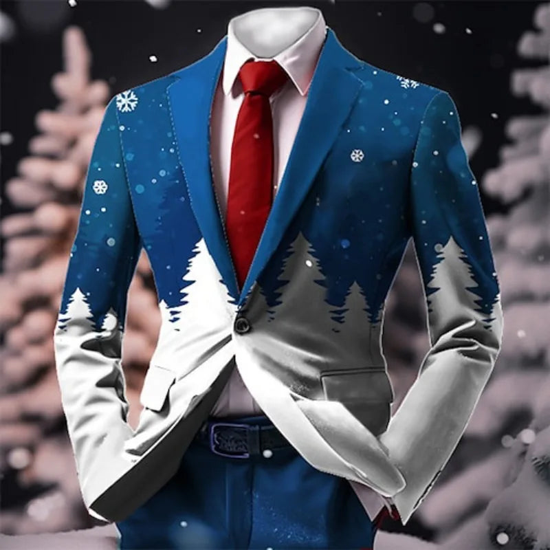 Christmas Outfit Men New Year Suit with Tie Long Sleeve Jacket Xmas Event Costume Fashion Carnival Party Coat Adult 2025 New