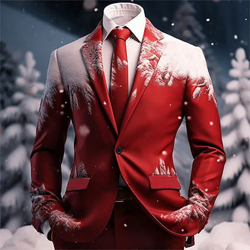 Christmas Outfit Men New Year Suit with Tie Long Sleeve Jacket Xmas Event Costume Fashion Carnival Party Coat Adult 2025 New