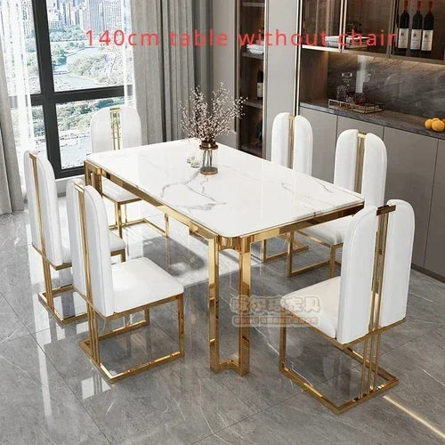 Unique Luxury Table Chairs Modern Legs Metal Design Rectangular Dining Table Space Saving Nordic Mesa De Comedor Funiture