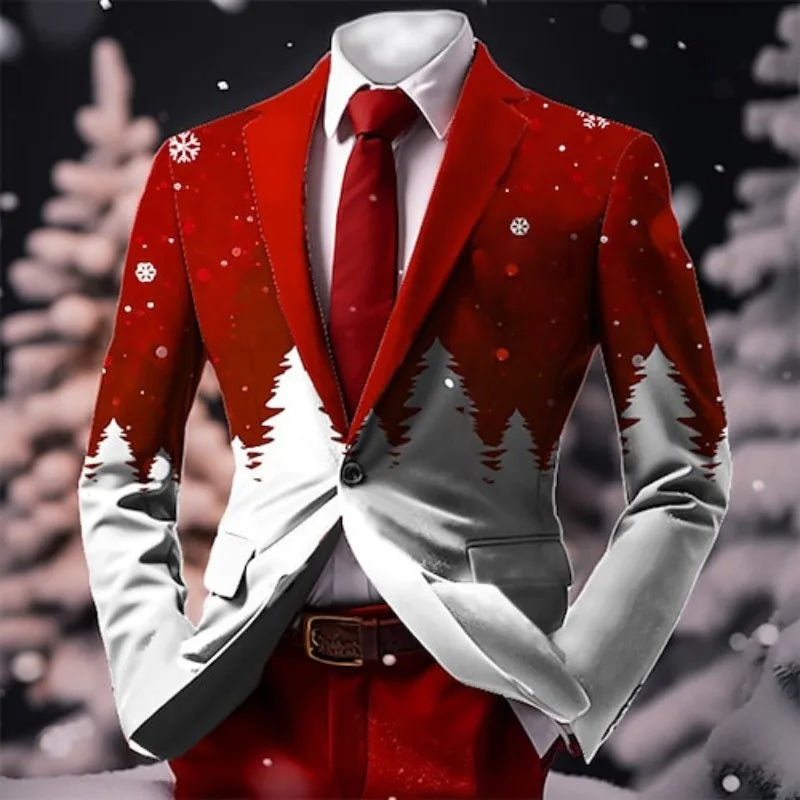 Christmas Outfit Men New Year Suit with Tie Long Sleeve Jacket Xmas Event Costume Fashion Carnival Party Coat Adult 2025 New