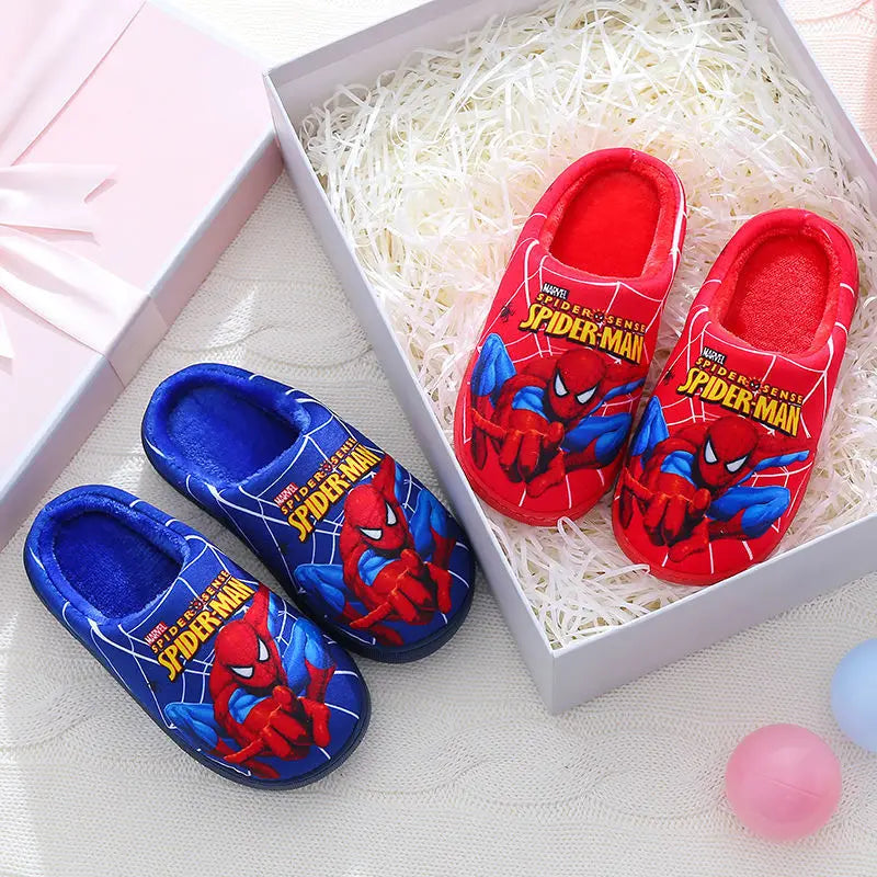 Children's Cotton Casual Shoes Winter Cartoon Non-slip Warm Home Indoor Shoe With Cotton Shoes Slippers BOY Kids Spiderman