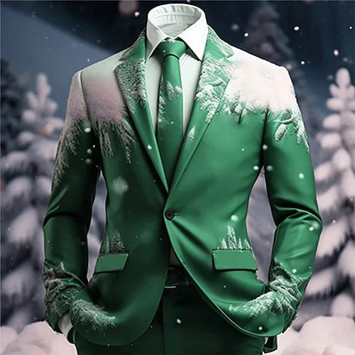 Christmas Outfit Men New Year Suit with Tie Long Sleeve Jacket Xmas Event Costume Fashion Carnival Party Coat Adult 2025 New