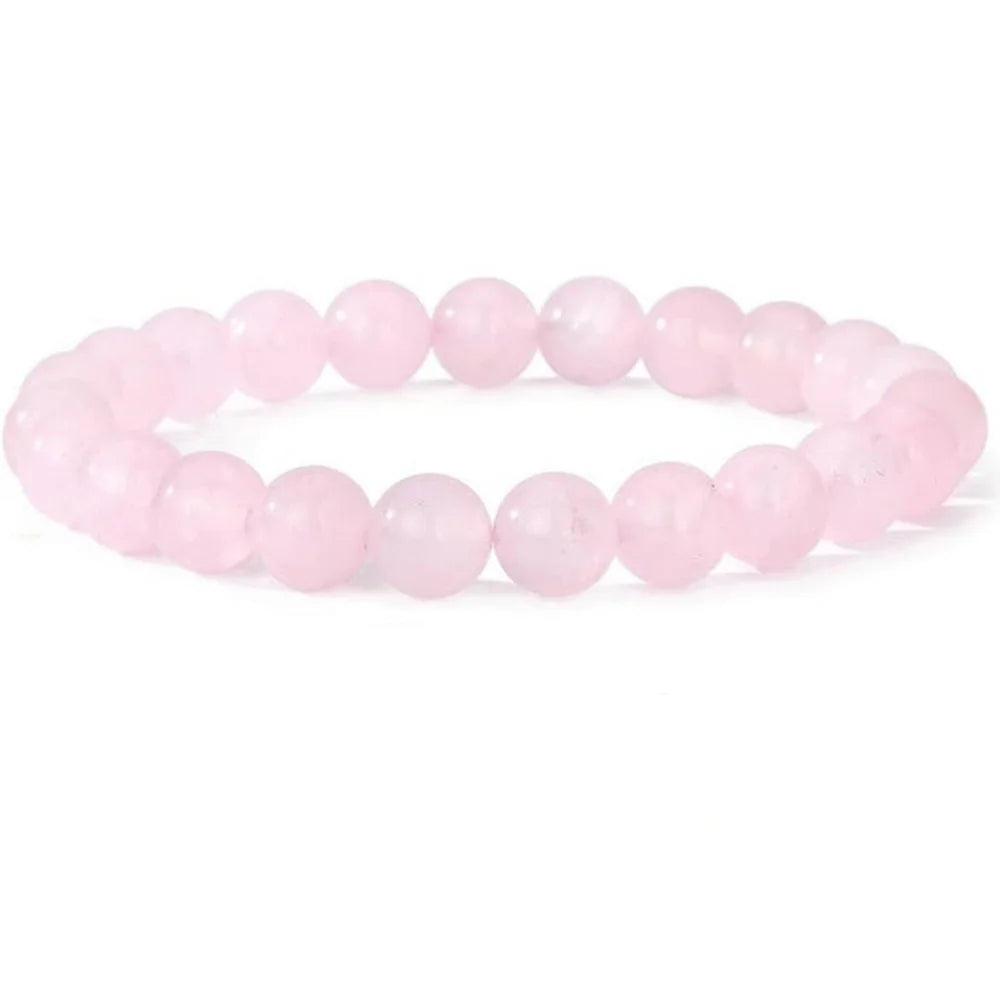 Natural Stone Round Beads Bracelet Rose Quartz Chakra Healing Crystal Elastic Stretch Bangle For Women Men Jewelry Gift