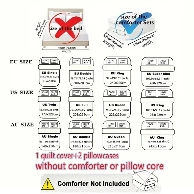 3pcs Merry Christmas Santa Claus print coreless bedding set multiple size bedrooms bedding holiday decorations, machine washable