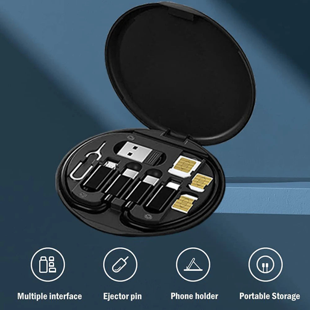 6 in 1 Circle Box Multi Usb Charging Adapter Cable Kit USB Charge Cable Travel Adapters For Traveling