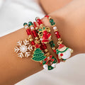 KunJoe 5pcs/set Cute Series Snowflake Tree Pendant Crystal Bracelet Women CCB Beads Adjustable Thread Rope Bracelet