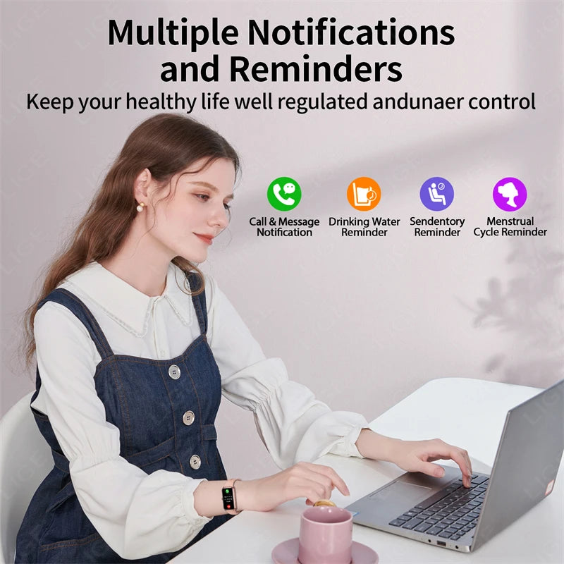LIGE 1.47" Sports Band Fitness Tracker Watches for Women Men with Heart Rate Sleep Monitor IP68 Waterproof Pedometer Smart Watch