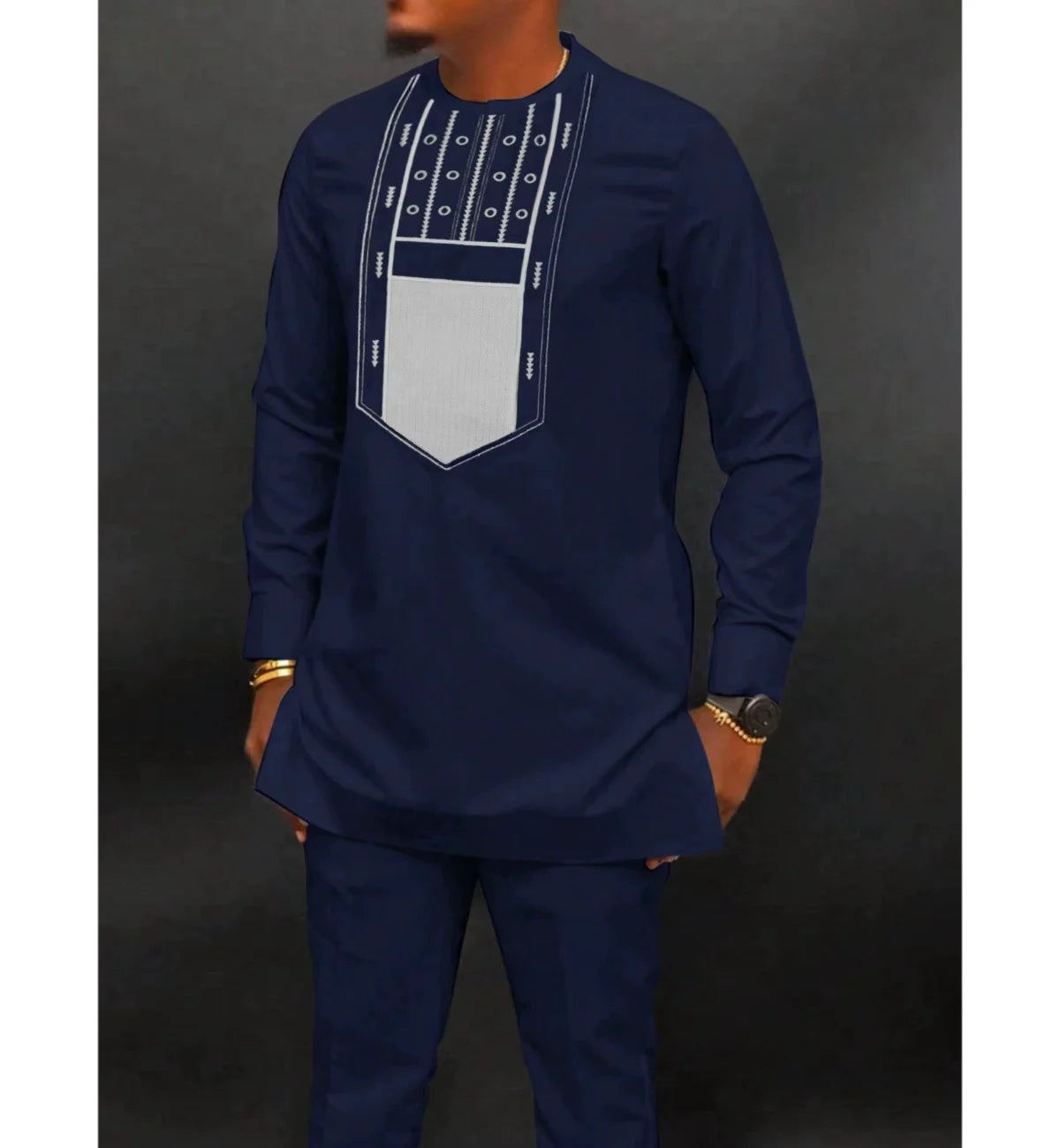 2025 New African Traditional Men's Suit Fashion Luxury Men's Suit Casual Loose Two Piece Set Holiday Wedding Men's Suit Kaftan